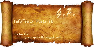 Güncz Patrik névjegykártya